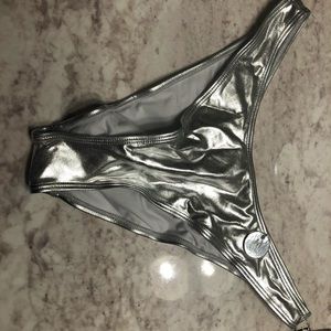 Silver holographic high waisted bikini